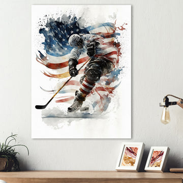 Hockey Player On The Rink During Game I - Sport Hockey Canvas Wall Art